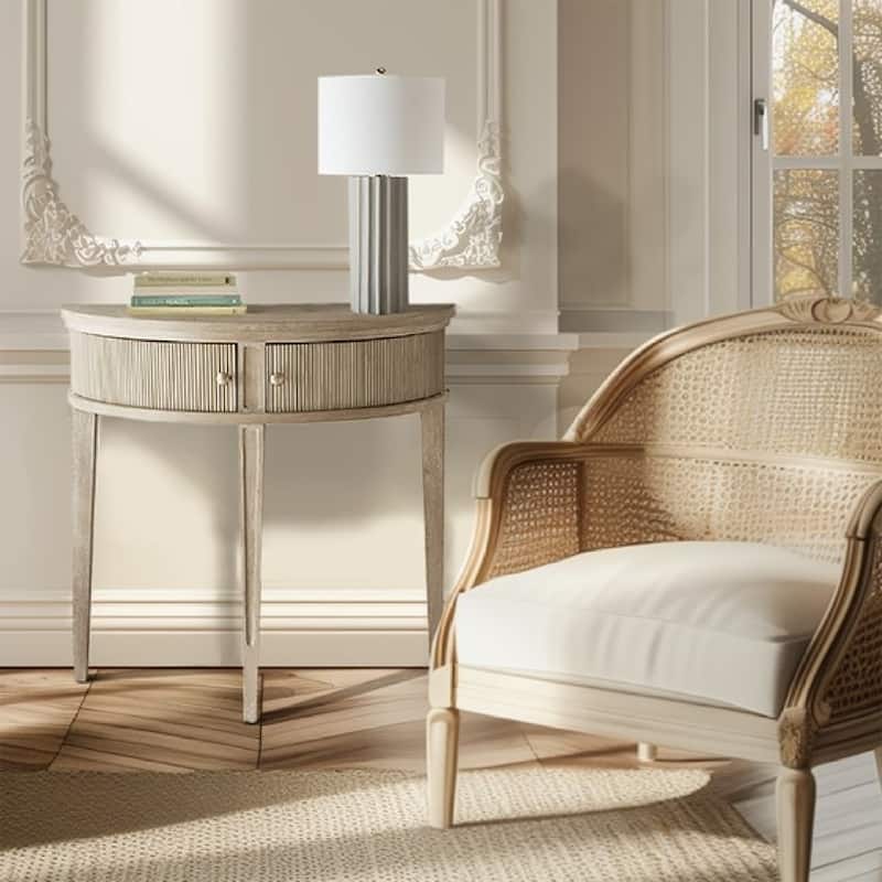 Roomfitters 36 Inch Storage Console Table, Demilune Entryway Accent Table with Interior Storage for Living Room, Reclaimed Wheat - Reclaimed Wheat