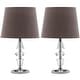 preview thumbnail 4 of 5, SAFAVIEH Lighting 15-inch Crescendo Grey Shade Tiered Crystal Table Lamp (Set of 2) - 9"x9"x16" - 9"W x 9"D x 16"H