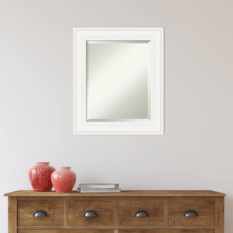 Beveled Bathroom Wall Mirror - Ridge White Frame - Ridge White