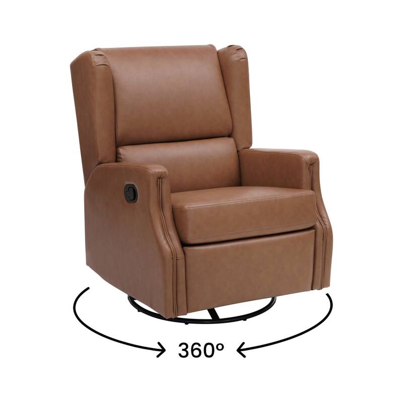 Wingback Manual Rocking Glider Recliner Chair with 360 Swivel