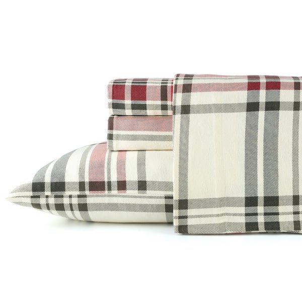slide 2 of 10, Pointehaven Printed Cotton 180 GSM Deep Pocket Oversized Brushed Flannel Sheet Set Kensington - California King