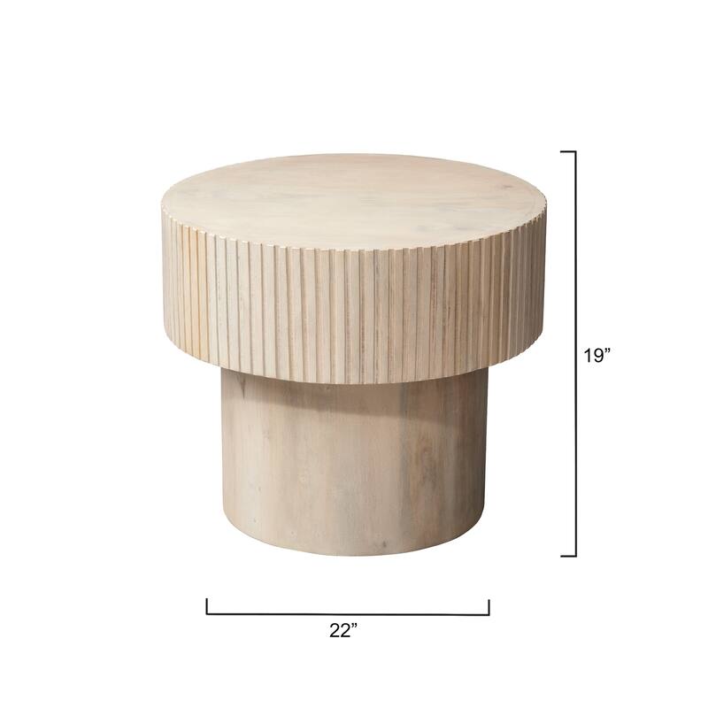 Jamie Young Notch Mango Wood Round Side Table