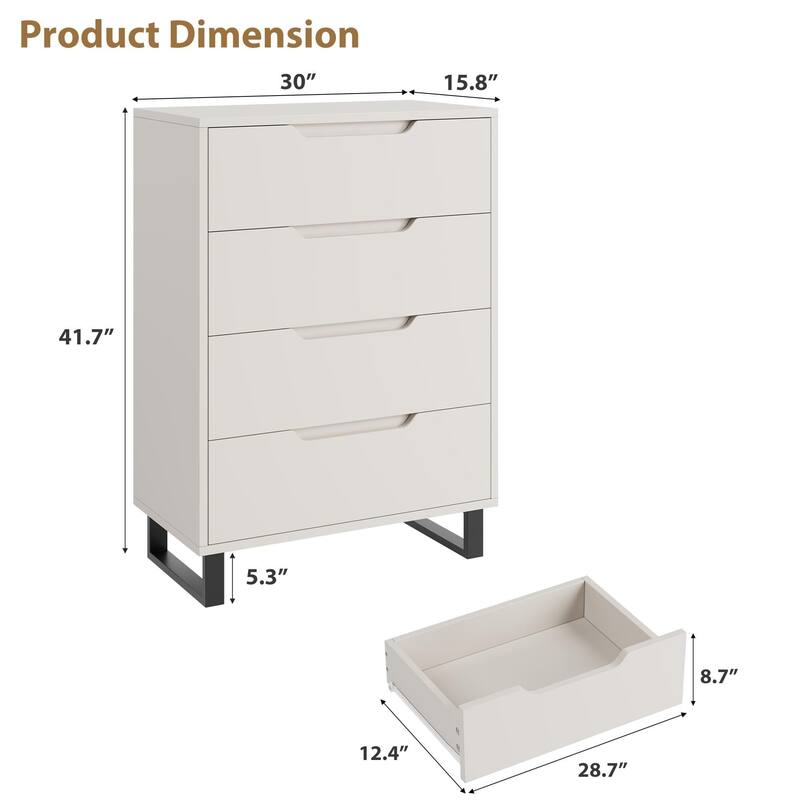 4 Drawers Wood Dressers, with Storage, 41.5"