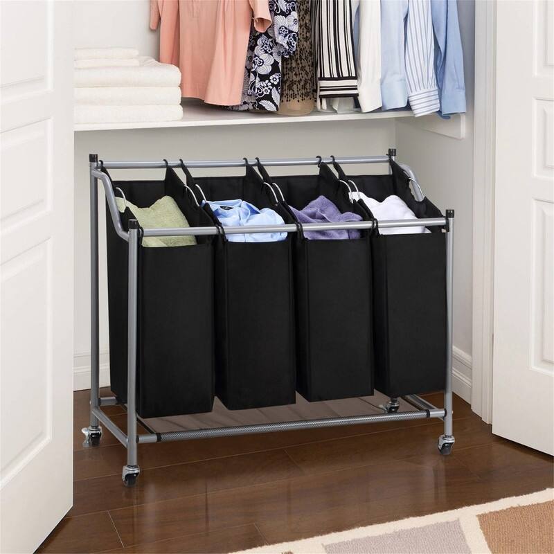 Laundry Sorter Cart 4 Bag Classics Rolling Laundry Hamper - 37.6"L x 15.2"W x 32.7"H