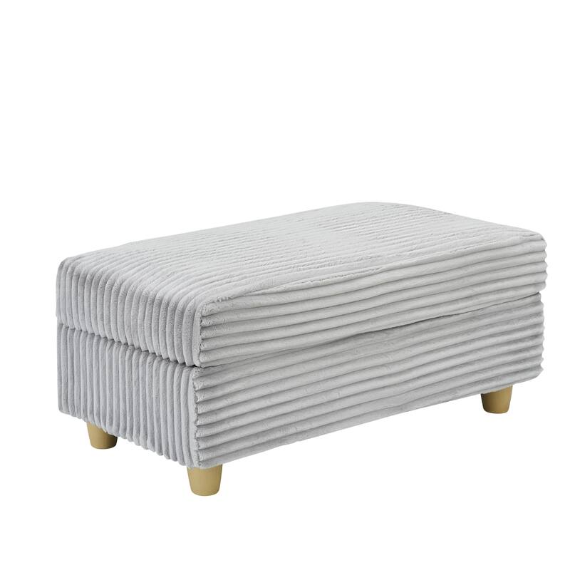 Corduroy Accent Chair & Storage Ottoman Set of 2, Single Sofa Armchair Lounge Chair with Pillows & Cup Holders