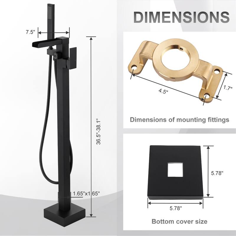 WOWOW Single Handle Freestanding Bathtub Faucet with Handheld Shower
