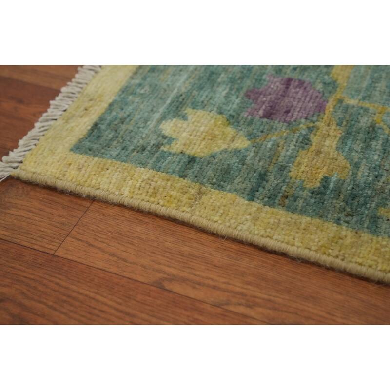 Hand Knotted Traditional Wool Yellow Floral Area Rug - 11' 9'' X 11' 8''