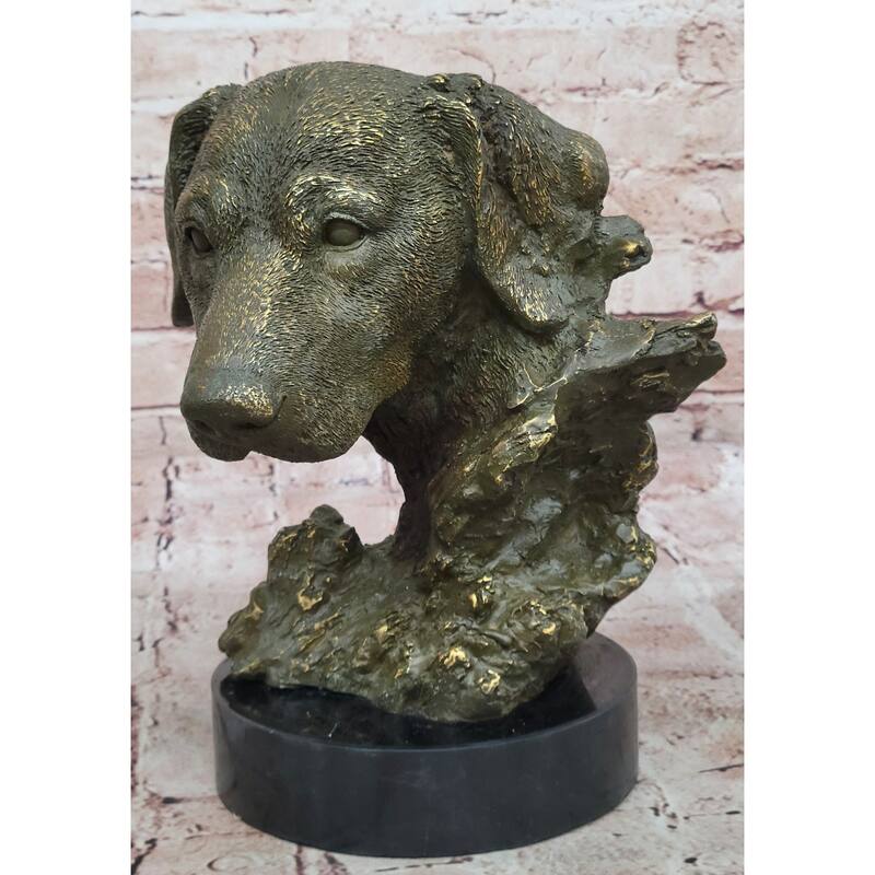 Bronze Labrador Retriever Dog Head Sculpture - Signed Original Art