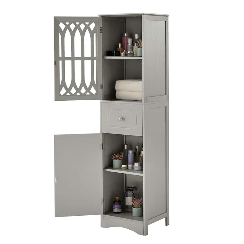 Modern Bathroom Freestanding Storage Cabinet with Drawer,Acrylic Door
