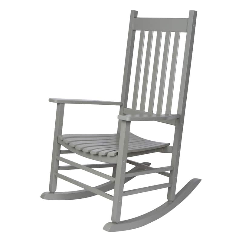 Porch & Den Steeplechase Genuine Hardwood Rocking Chair - Grey