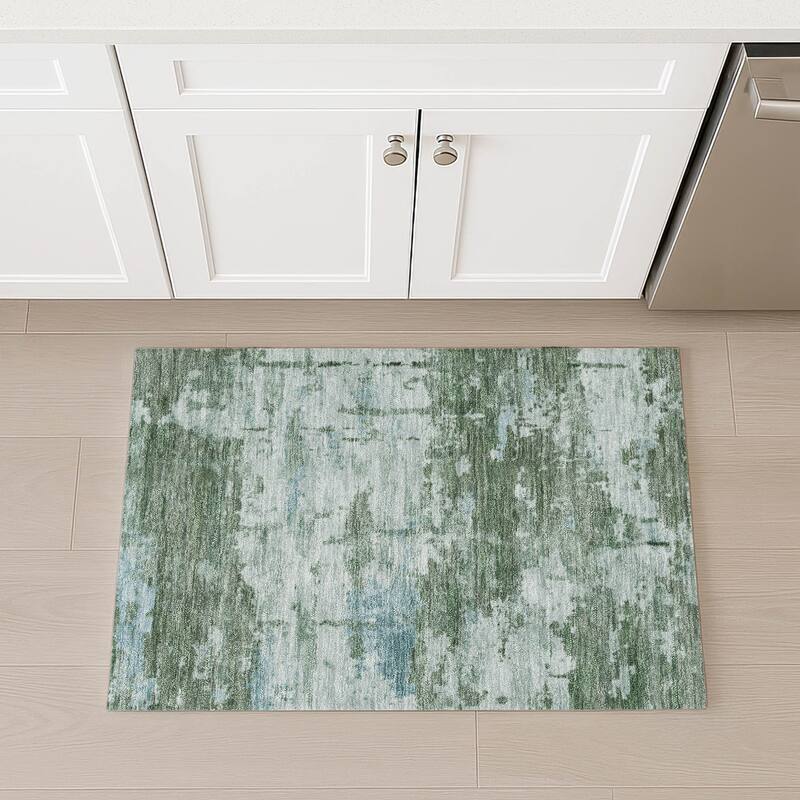 Machine Washable Indoor/ Outdoor Crouppen Modern Chantille Rug