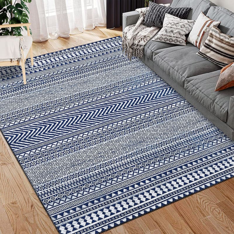 Garvee Moroccan Geometric Machine Washable Area Rug