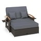 preview thumbnail 10 of 9, Patio Rattan Daybed Set with Cushioned Loveseat & Storage Ottoman