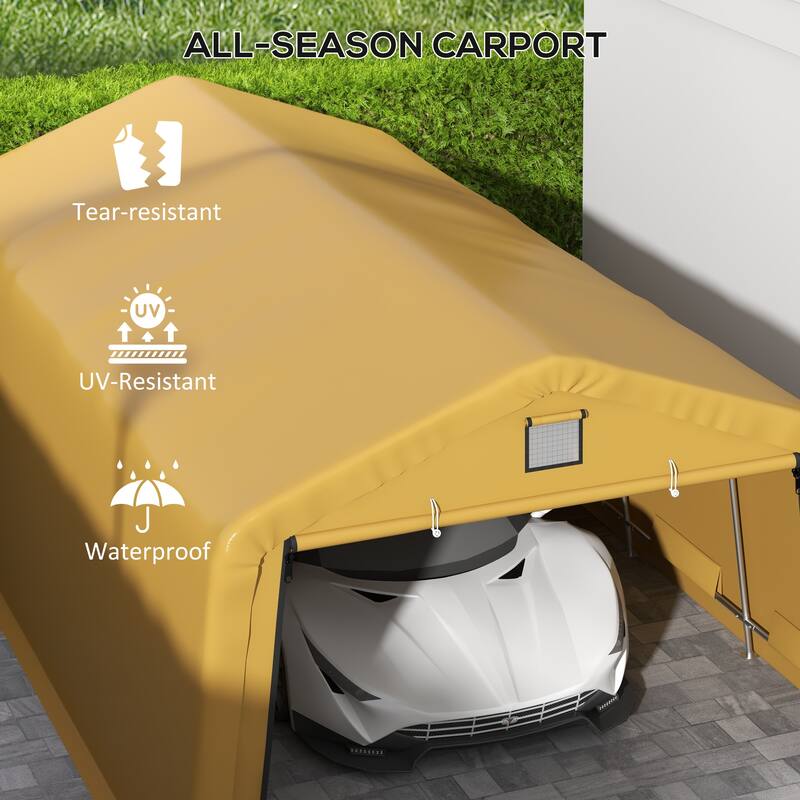 Outsunny 12' x 20' Heavy Duty Carport, Portable Garage Canopy Tent with 2 Ventilation Windows and Large Door, for Car, Truck