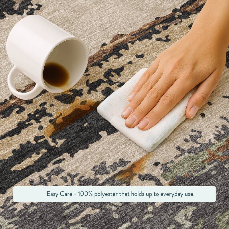 Machine Washable Indoor/ Outdoor Modern Buena Chantille Rug