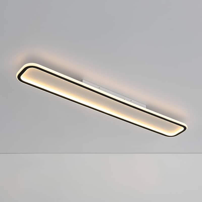 Minimalism Rectangular Dimmable LED Semi Flush Mount Ceiling Light