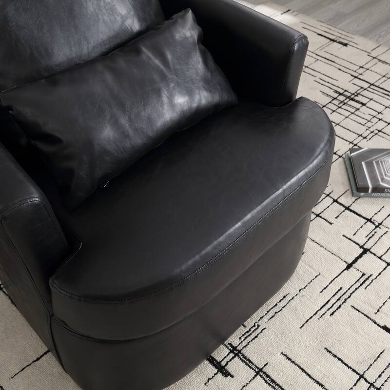 32.68" Swivel Barrel Chair with Metal Base