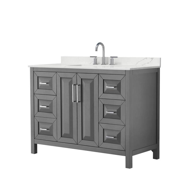Wyndham Collection WCV252548S-QTZ-US3MXX Daria 48" Free Standing - Dark Gray / Giotto Quartz Top / Polished Chrome