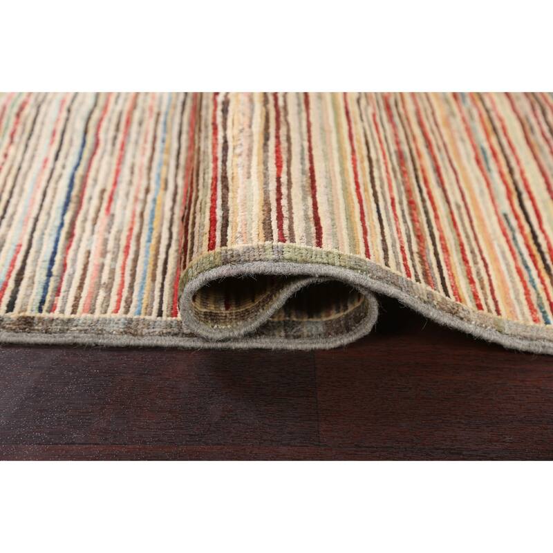 Striped Modern Gabbeh Kashkoli Wool Area Rug Hand-knotted Foyer Carpet - 2'6" x 3'10"