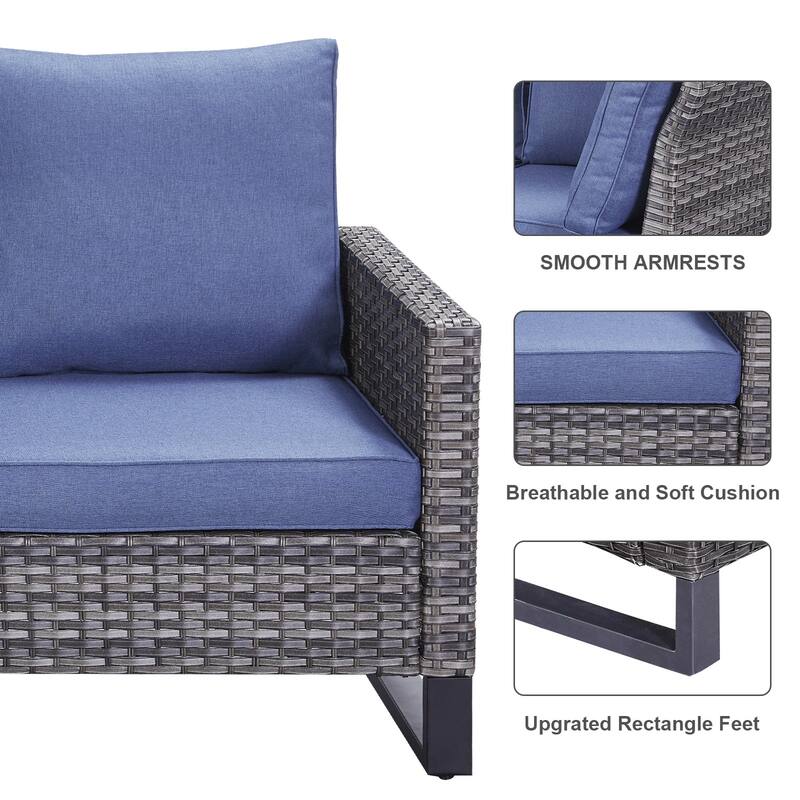 Outdoor Fire Pit Conversation Sofa Sets with Storage Table