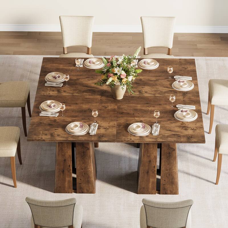 31.5'' Rustic Wooden Square Dining Table with Pedestal Base