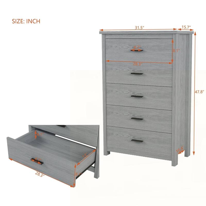 Wooden Dresser with 5 Drawer