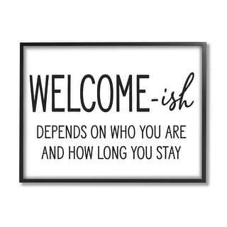 Stupell Welcome-Ish Funny Entryway Sign Casual Humor Framed Wall Art, Design by Lettered and Lined - White