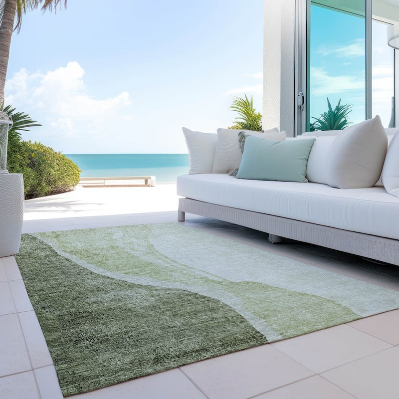 Machine Washable Indoor/ Outdoor Chantille Modern Abstract Rug