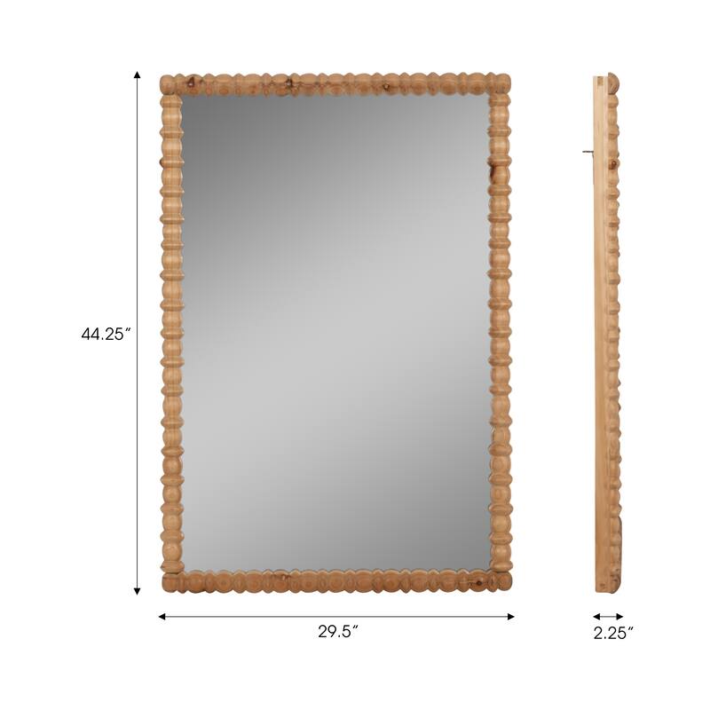 Sagebrook Home 30x44 Natural Carved Wood Wall Mirror with Fir Wood and MDF Frame for Stylish Reflections