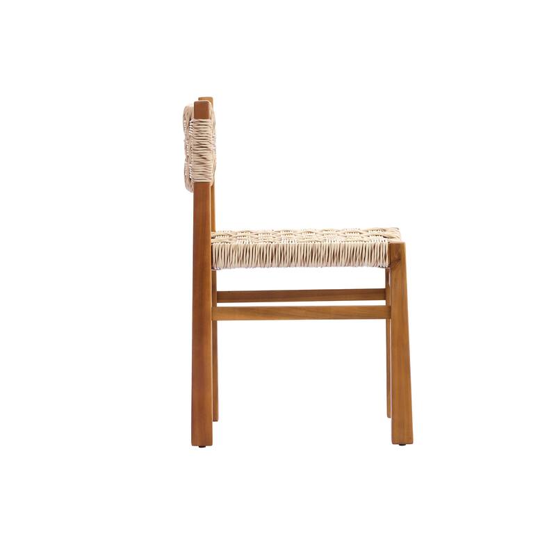 Christopher Knight Home - 5-Piece Dining Set with Acacia Wood Frame & Light Grey Wicker Weave Chairs and Square Table