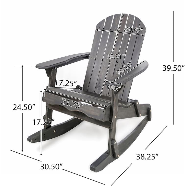 Dark Grey Wood Adirondack Outdoor Rocking Chair