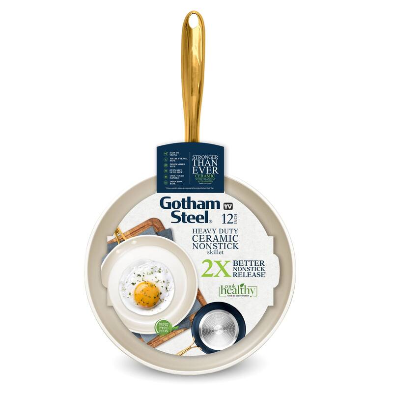 Gotham Steel Navy 12'' Ultra Nonstick Ceramic Fry Pan with Stay Cool Handle Cookware