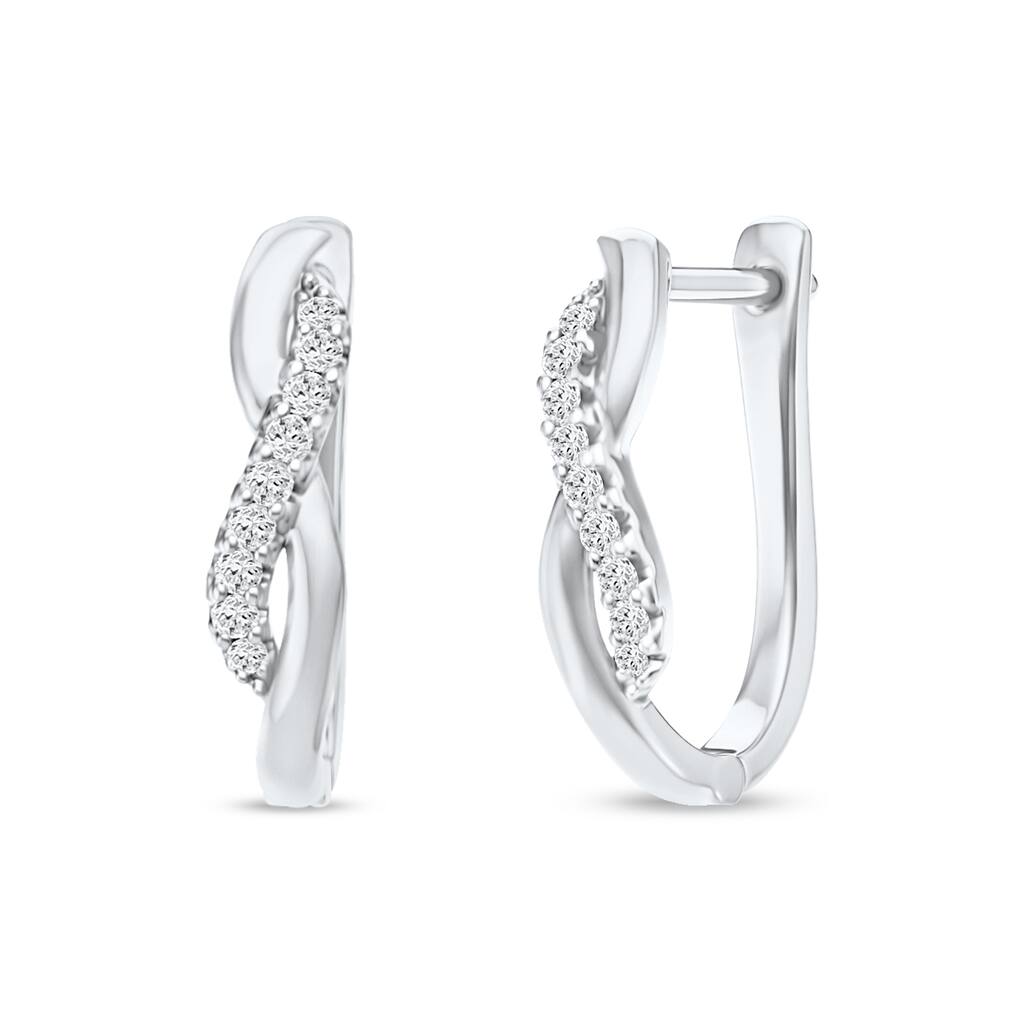 1/10ct TDW Diamond Hoop Earrings in Silver for Women