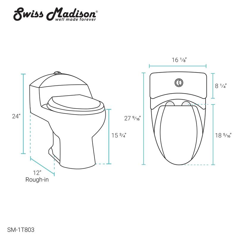 Swiss Madison SM-1T803 Chateau One Piece Elongated Dual 0.8/1.28 GPF Toilet - White