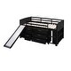 preview thumbnail 6 of 58, Maximized Storage Space Low Loft Bed with Drawers, Shelves and Slide, Twin Size