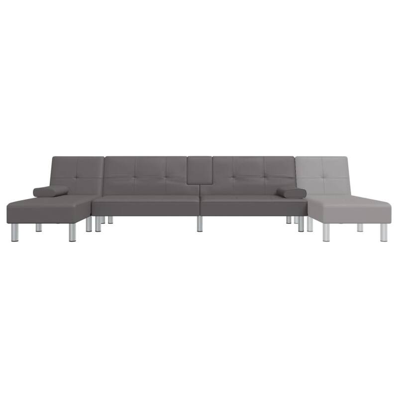 vidaXL L-shaped Sofa Bed Black/Gray 100.4"x55.1"x27.6" Faux Leather - 100.4" x 55.1" x 27.6"
