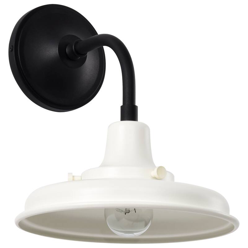 Morris Small Outdoor Lantern Black Finish White Shade - Black