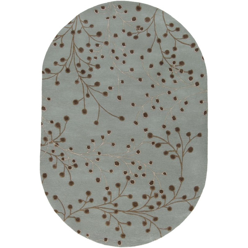 Livabliss Athena French Country Floral & Botanical Hand Tufted Area Rug - 6' x 9' Oval - Sage