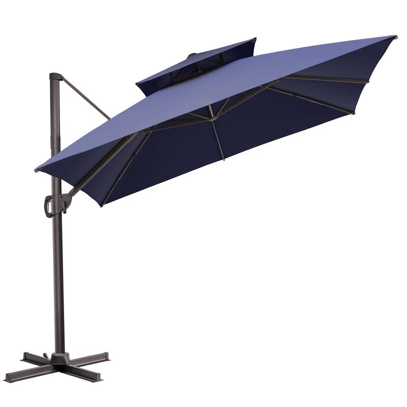 11 x 11 FT Outdoor Patio Cantilever Umbrella with Crank and 360 Degrees Rotation