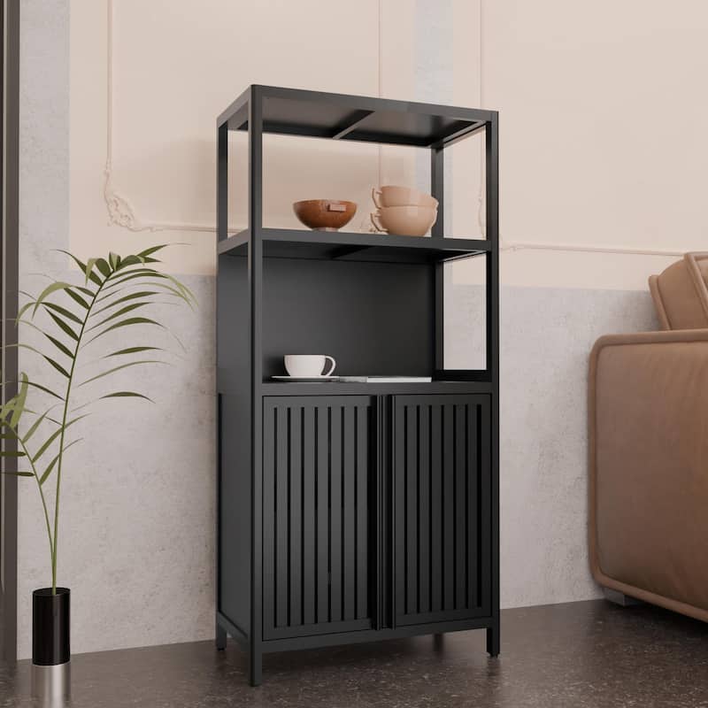 Black bamboo storage cabinet - Black