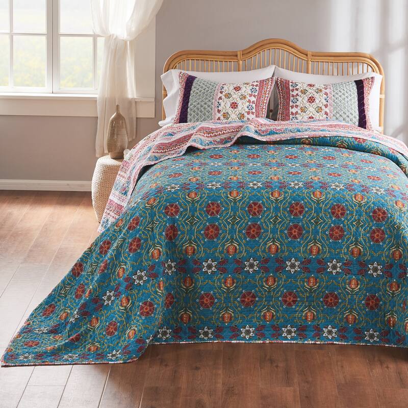 Greenland Home Fashions Thalia Velvet-Embellished Cotton Bedspread Set
