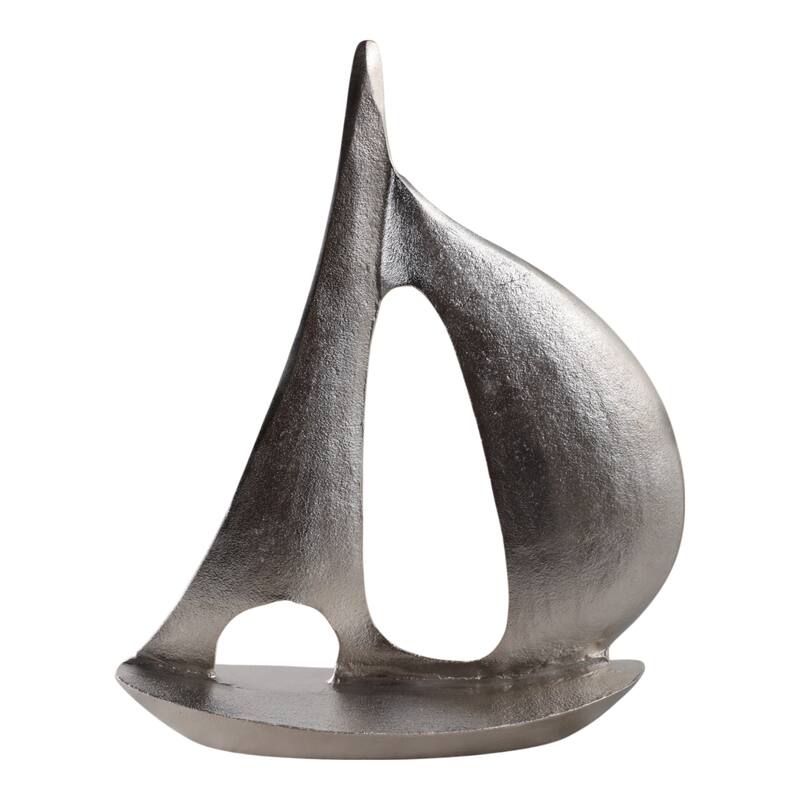Aluminum Sculptures Modern Coastal Sailboat Design - 18" Silver - 14.75" x 3.75" x 18"
