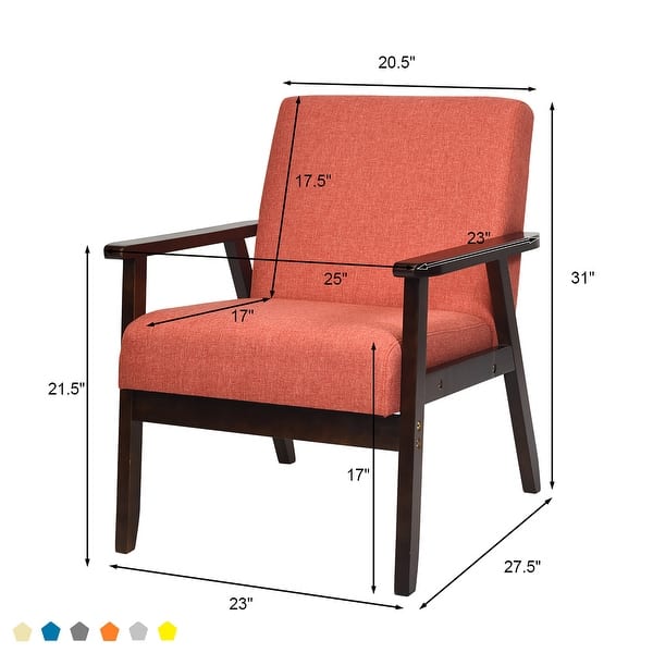 dimension image slide 1 of 7, Costway Set of 2 Fabric Accent Armchair Solid Wood Upholstered Lounge - See Details