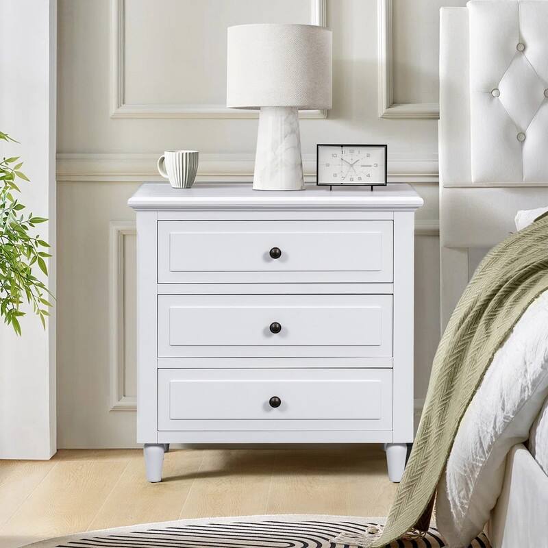 3-Drawer Wooden Nightstand