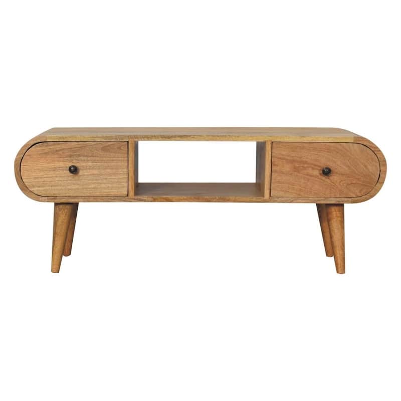Artisan Furniture Solid Wood Oak-ish Circular TV Unit
