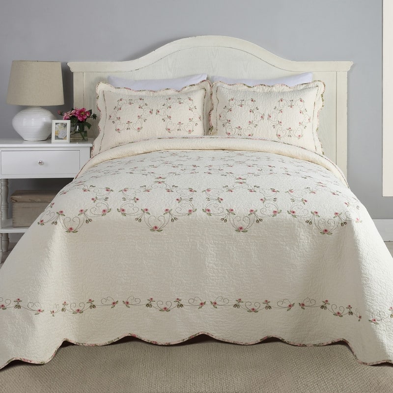 Modern Heirloom Felisa Floral Embroidered Bedspread