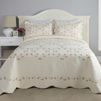 Modern Heirloom Felisa Floral Embroidered Bedspread