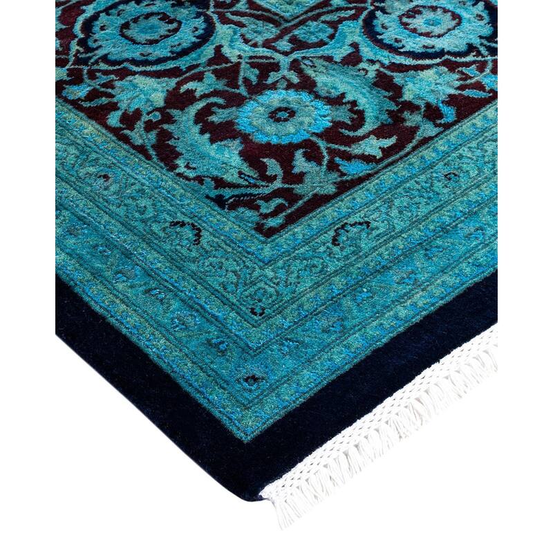 Overdyed, One-of-a-Kind Hand-Knotted Area Rug - Blue - 11' 10" x 15' 4"
