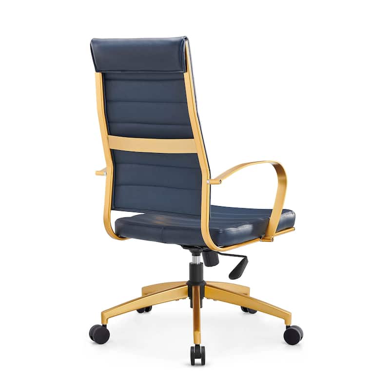 LUXMOD® Office Chair Faux Leather Silver Frame Adjustable and Swivel