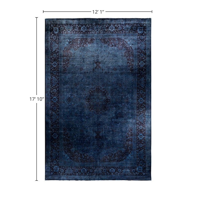 Overdyed, One-of-a-Kind Hand-Knotted Area Rug - Gray - 12' 1" x 17' 10"